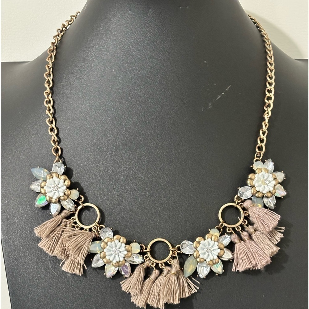 Jewelry vintage look tassel bronze antiqued necklace